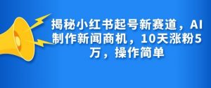揭秘小红书起号新赛道，AI制作新闻商机，10天涨粉1万，操作简单-江南创业网