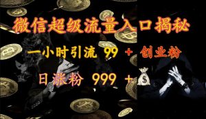 微信超级流量入口揭秘：一小时引流 99 + 创业粉，日涨粉 999 +-江南创业网