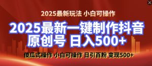 2025最新零基础制作100%过原创的美女抖音号，轻松日引百粉，后端转化日入5张-江南创业网