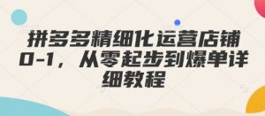 拼多多精细化运营店铺0-1，从零起步到爆单详细教程-江南创业网