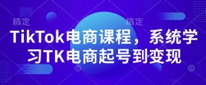 TikTok电商课程，​系统学习TK电商起号到变现-江南创业网