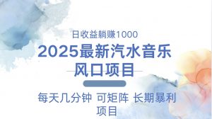 2025最新汽水音乐躺赚项目 每天几分钟 日入1000＋-江南创业网