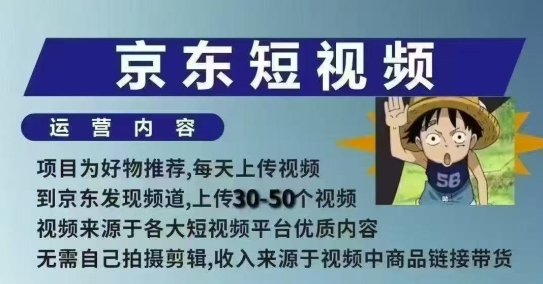 京东短视频带货课，无需自己拍摄剪辑，保姆式教学，两天快速上手-江南创业网