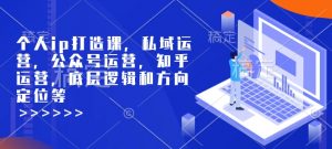 个人ip打造课，私域运营，公众号运营，知乎运营，底层逻辑和方向定位等-江南创业网