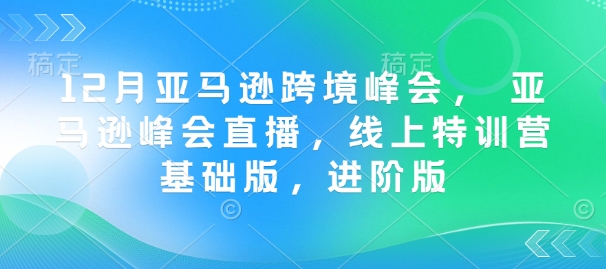 12月亚马逊跨境峰会， 亚马逊峰会直播，线上特训营基础版，进阶版-江南创业网