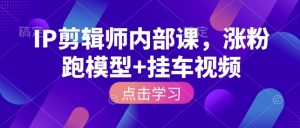 IP剪辑师内部课，涨粉跑模型+挂车视频-江南创业网
