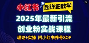 2025年最新小红书引流创业粉实战课程【超详细教学】小白轻松上手，月入1W+，附小红书养号SOP-江南创业网