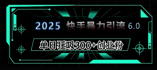 2025年快手6.0保姆级教程震撼来袭，单日狂吸300+精准创业粉-江南创业网