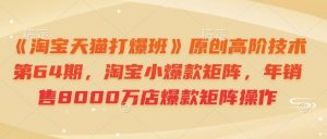 《淘宝天猫打爆班》原创高阶技术第64期，淘宝小爆款矩阵，年销售8000万店爆款矩阵操作-江南创业网