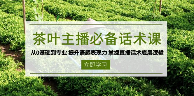 茶叶 主播必备话术课 从0基础到专业 提升语感表现力 掌握直播话术底层逻辑-江南创业网