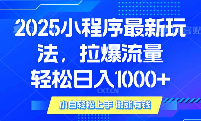 2025年小程序最新玩法，流量直接拉爆，单日稳定变现1000+-江南创业网