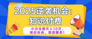 2025逆袭项目——知识付费，小白也能月入10万年入百万，抓住机会彻底翻...-江南创业网