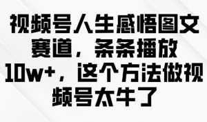 视频号人生感悟图文赛道，条条播放10w+，这个方法做视频号太牛了-江南创业网