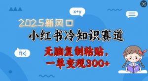 2025新风口，小红书冷知识赛道，无脑复制粘贴，一单变现300+-江南创业网