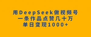 用DeepSeek做视频号，一条作品点赞几十万，单日变现1k-江南创业网