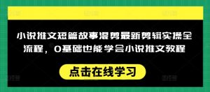 小说推文短篇故事混剪最新剪辑实操全流程，0基础也能学会小说推文教程，肯干多发日入多张-江南创业网