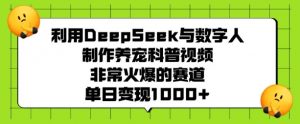 利用DeepSeek与数字人制作养宠科普视频，非常火爆的赛道，单日变现多张-江南创业网