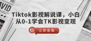 TikTok影视解说课，小白从0-1学会TK影视变现-江南创业网