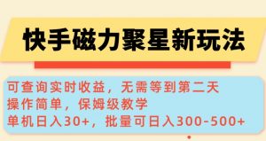 快手磁力新玩法，可查询实时收益，单机30+，批量可日入3到5张【揭秘】-江南创业网