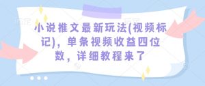 小说推文最新玩法(视频标记)，单条视频收益四位数，详细教程来了-江南创业网