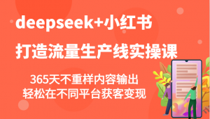 deepseek+小红书打造流量生产线实操课，365天不重样内容输出，轻松在不同平台获客变现-江南创业网