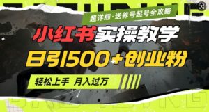 2月小红书最新日引500+创业粉实操教学【超详细】小白轻松上手，月入1W+，附小红书养号起号SOP-江南创业网