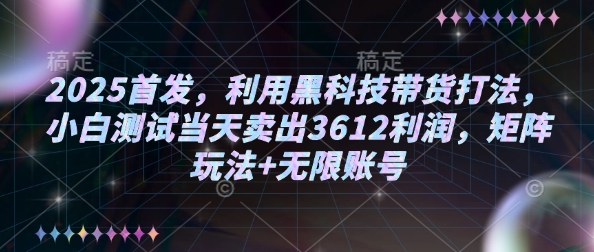 2025首发，利用黑科技带货打法，小白测试当天卖出3612利润，矩阵玩法+无限账号【揭秘】-江南创业网