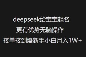deepseek给宝宝起名更有优势无脑操作接单接到爆新手小白月入1W+-江南创业网