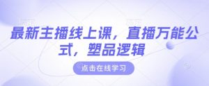 最新主播线上课，直播万能公式，塑品逻辑-江南创业网