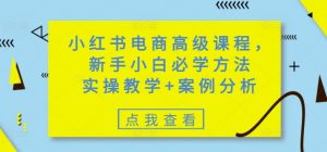 小红书电商高级课程，新手小白必学方法，实操教学+案例分析-江南创业网