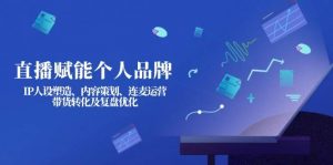 直播赋能个人品牌：IP人设塑造、内容策划、连麦运营、带货转化及复盘优化-江南创业网