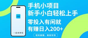 手机小项目新手小白轻松上手零投入有闲就有赚日入200+-江南创业网