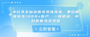 小红书全自动曝光引流技术，单日精准曝光1000+客户，一键启动，小白也能当天引流【揭秘】-江南创业网