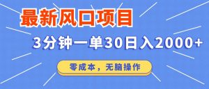 最新短剧项目操作，3分钟一单30。日入2000左右，零成本，无脑操作。-江南创业网