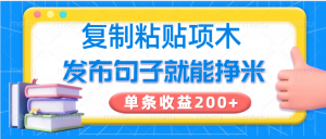 复制粘贴小项目，发布句子就能赚米，单条收益200+-江南创业网