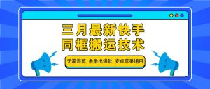 三月最新快手同框搬运技术，无需混剪 条条出爆款 安卓苹果通用-江南创业网
