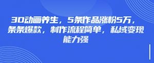 3D动画养生，5条作品涨粉5万，条条爆款，制作流程简单，私域变现能力强-江南创业网