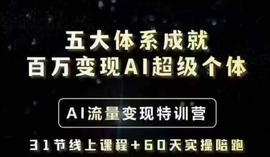 五大体系成就百万变现AI超级个体- AI流量变现特训营，一步一步教你一个人怎么年入百W-江南创业网