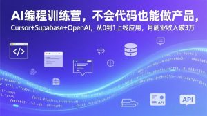 AI编程训练营，不会代码也能做产品，Cursor+Supabase+OpenAI，从0到1上线应用，月副业收入破3万-江南创业网