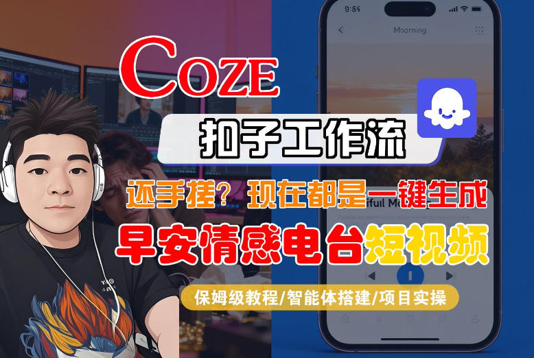 【Coze工作流搭建实操教程】【coze】早安情感电台日签视频还在手动做?用扣子工作流自动生成,省时90%-江南创业网