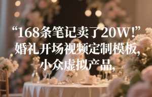 168条笔记卖了20W！婚礼开场视频定制模板，小众虚拟产品-江南创业网