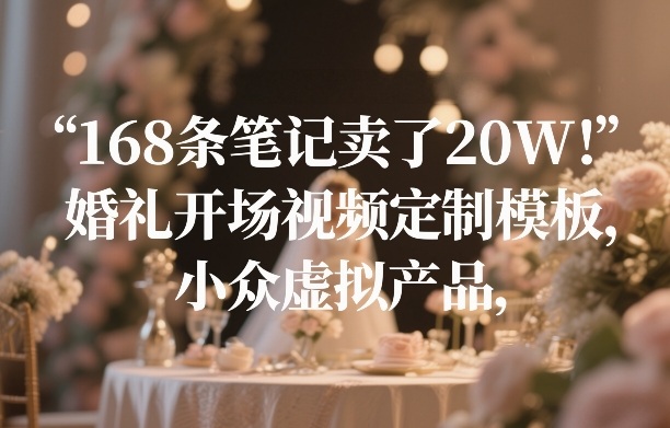 168条笔记卖了20W！婚礼开场视频定制模板，小众虚拟产品-江南创业网