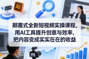 颠覆式全新短视频实操课程，用AI工具提升创意与效率，把内容变成实实在在的收益-江南创业网