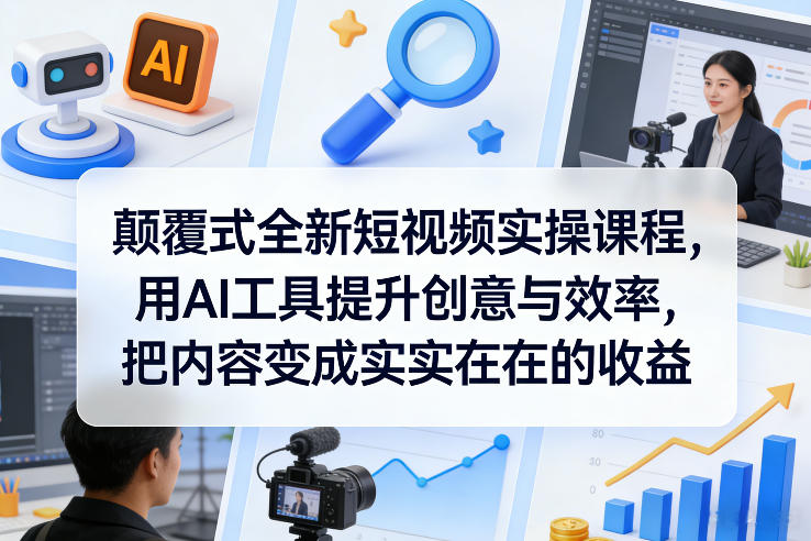 颠覆式全新短视频实操课程，用AI工具提升创意与效率，把内容变成实实在在的收益-江南创业网