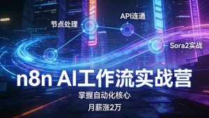 n8n AI工作流实战营,节点处理+API连通+Sora2实战,掌握自动化核心月薪涨2万-江南创业网