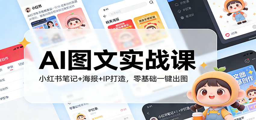AI图文实战课:小红书笔记+海报+IP打造,零基础一键出图-江南创业网