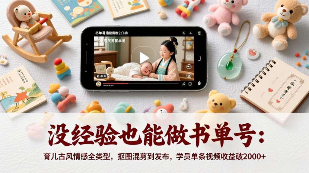 没经验也能做书单号：育儿古风情感全类型，抠图混剪到发布，学员单条视频收益破2000+-江南创业网