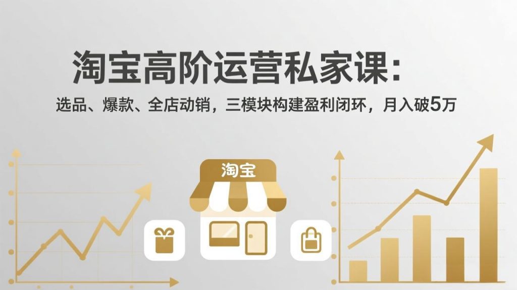 淘宝高阶运营私家课:选品、爆款、全店动销,三模块构建盈利闭环,月入破5万(更新26年2月-江南创业网