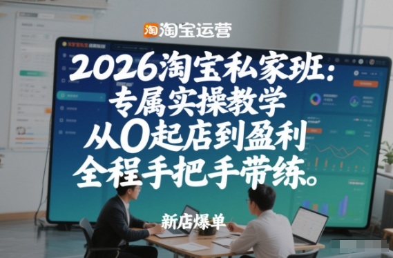 2026淘宝私家班：专属实操教学，从0起店到盈利，全程手把手带练(更新)-江南创业网