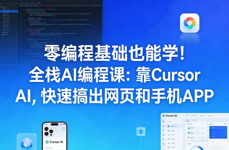 零编程基础也能学！全栈AI编程课：靠Cursor AI，快速搞出网页和手机APP-江南创业网